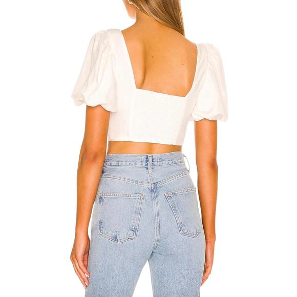 NEW FOR LOVE & LEMONS jessie cutout cropped top in white - Picture 2 of 2